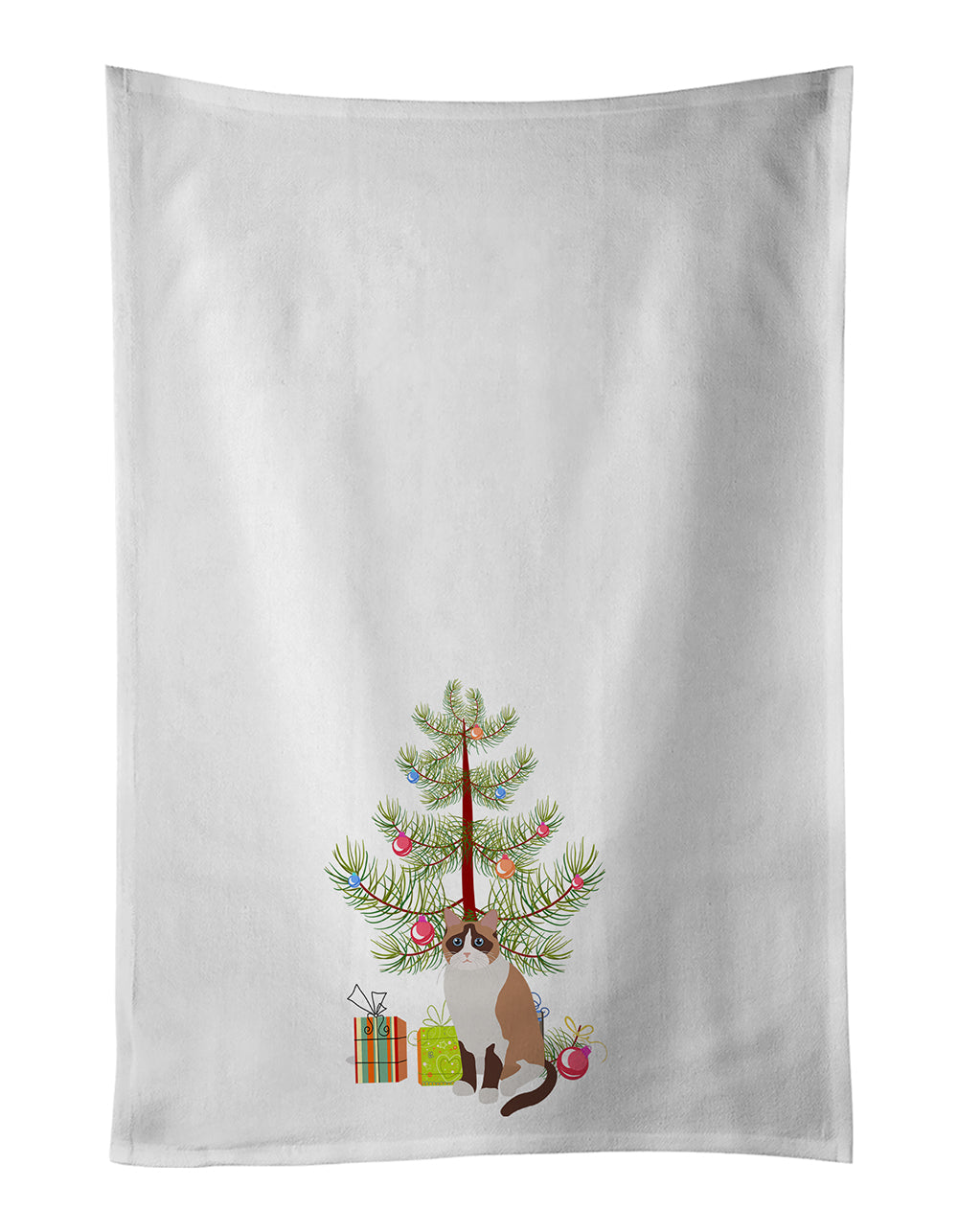 Snowshoe Cat Christmas Kitchen Towel Set of 2 White Dish Towels Decorative Bathroom Hand towel for Hand, Face, Hair, Yoga, Tea, Dishcloth, 19 X 28", White