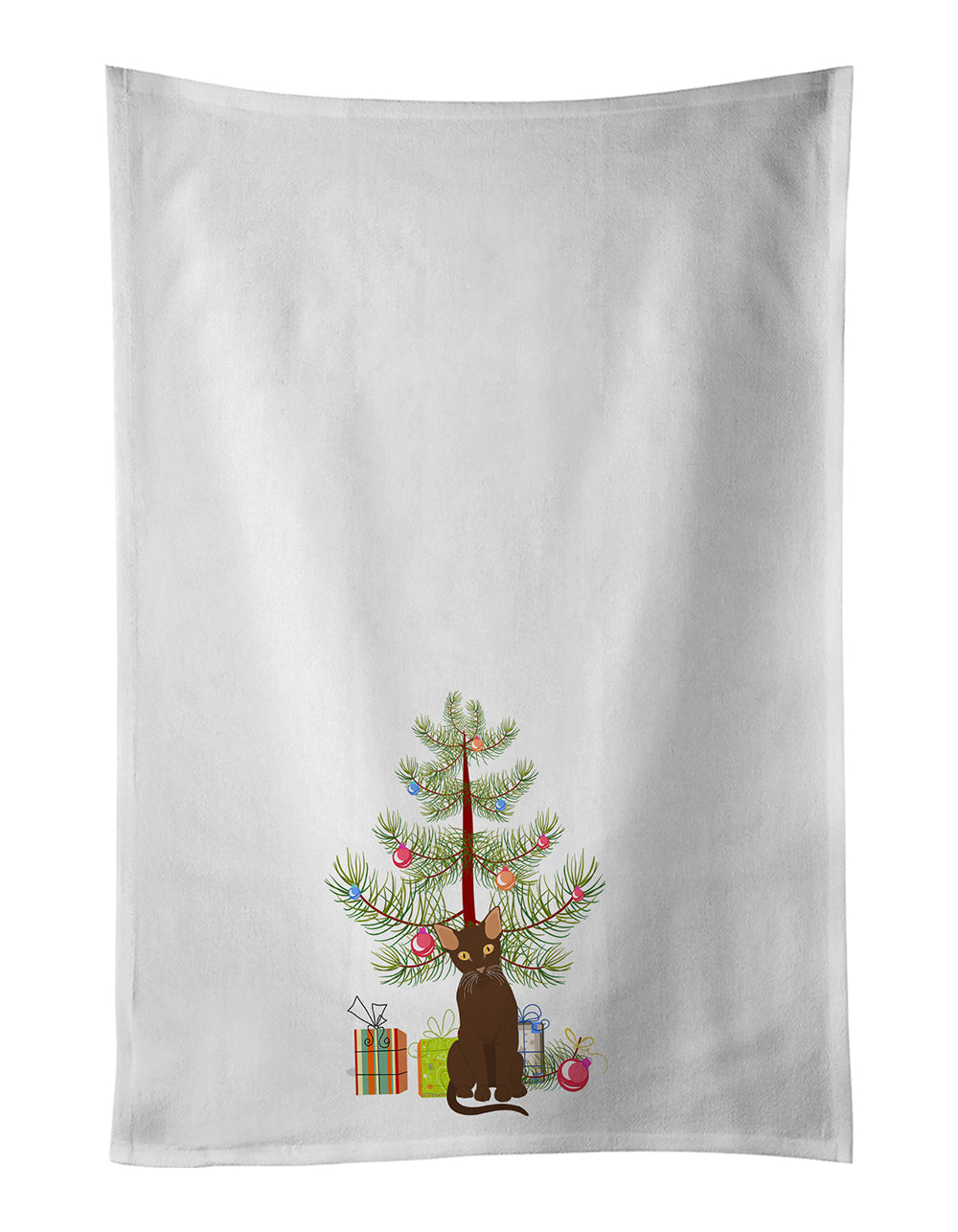 Suphalak Cat Christmas Kitchen Towel Set of 2 White Dish Towels Decorative Bathroom Hand towel for Hand, Face, Hair, Yoga, Tea, Dishcloth, 19 X 28", White