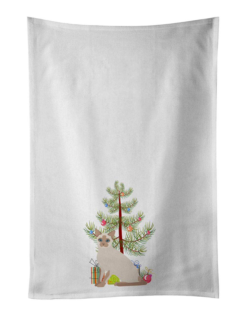 Tonkinese Cat Christmas Kitchen Towel Set of 2 White Dish Towels Decorative Bathroom Hand towel for Hand, Face, Hair, Yoga, Tea, Dishcloth, 19 X 28", White