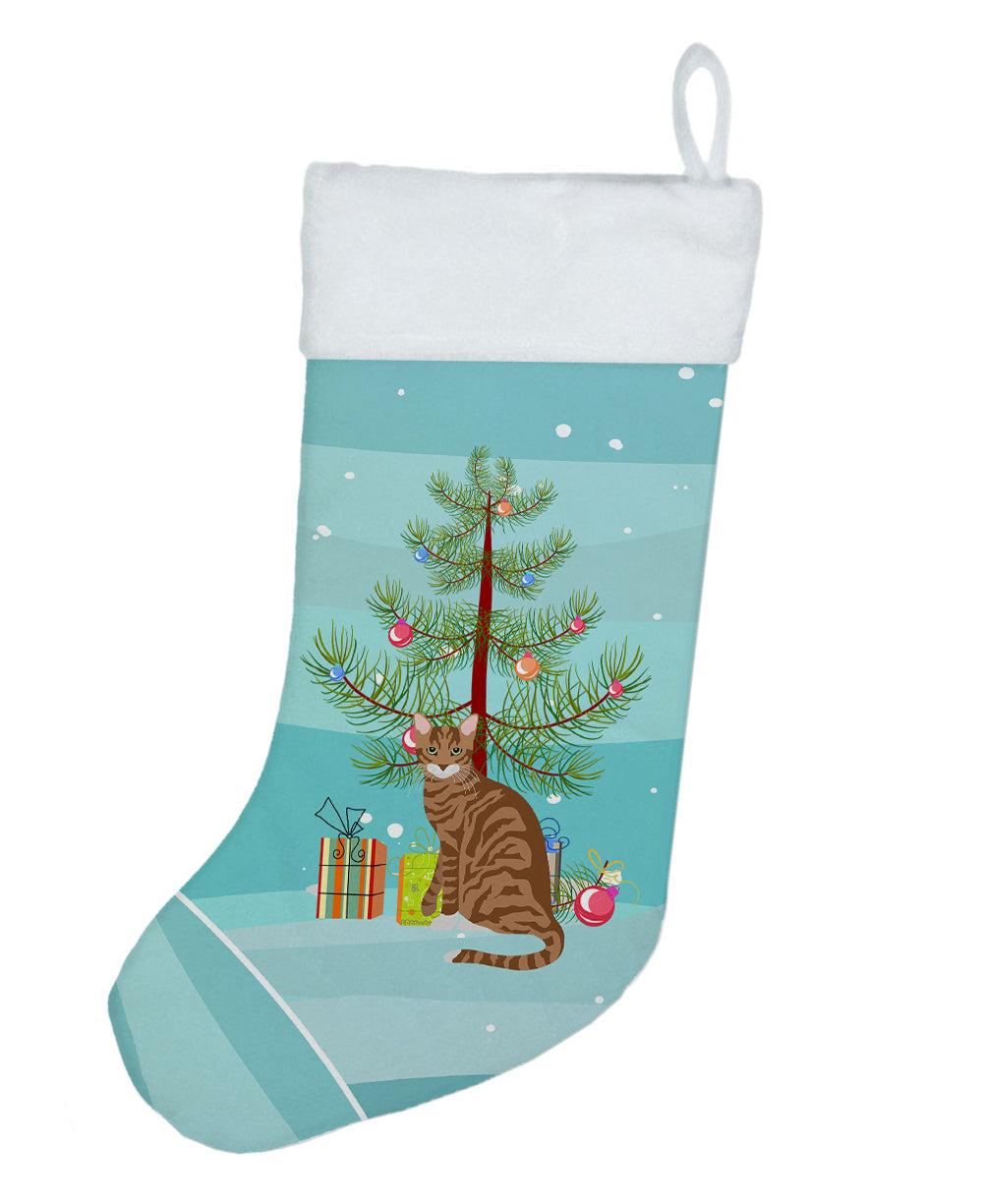 Toyger Cat Christmas Holiday Stocking Double-Sided Print, Polyester Suede,11x18, Made in USA