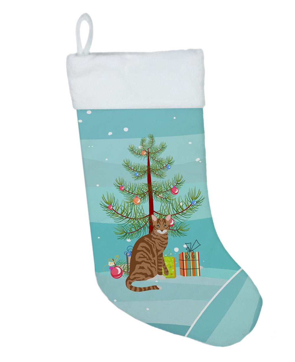 Toyger Cat Christmas Holiday Stocking Double-Sided Print, Polyester Suede,11x18, Made in USA