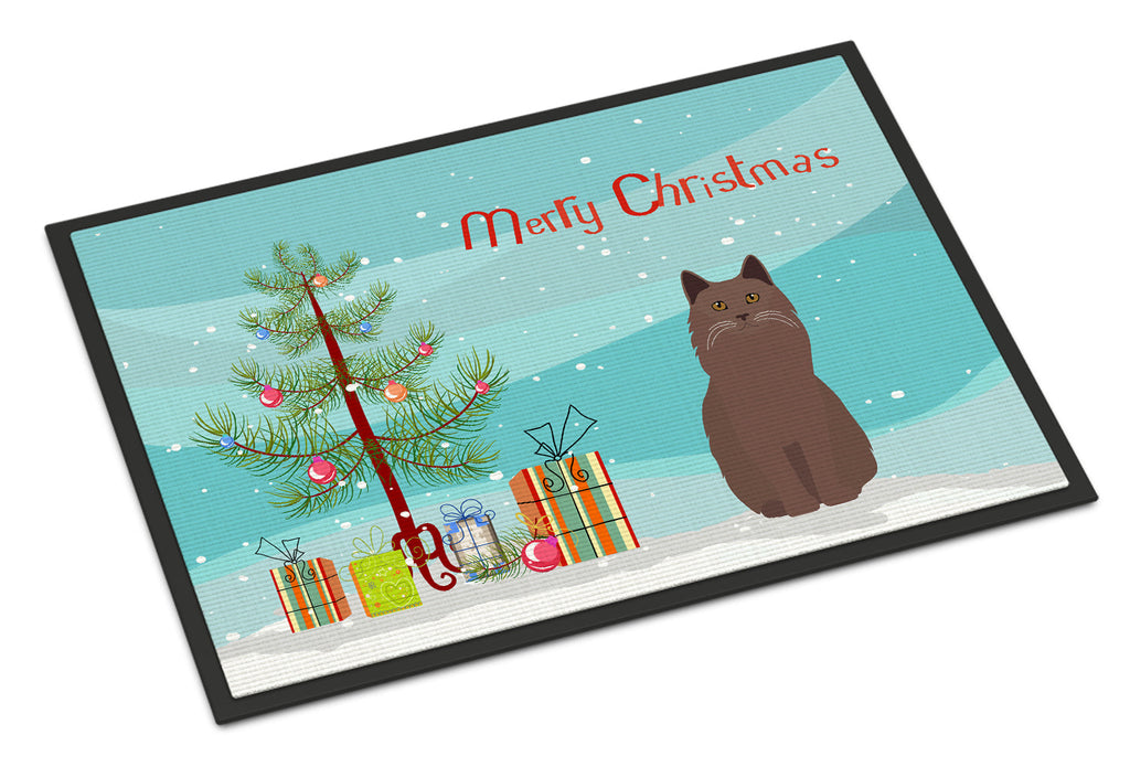 York Chocolate Cat Christmas Doormat Indoor Outdoor 18H X 27W Front Door Mat Rugs for Entryway, Non Slip Washable