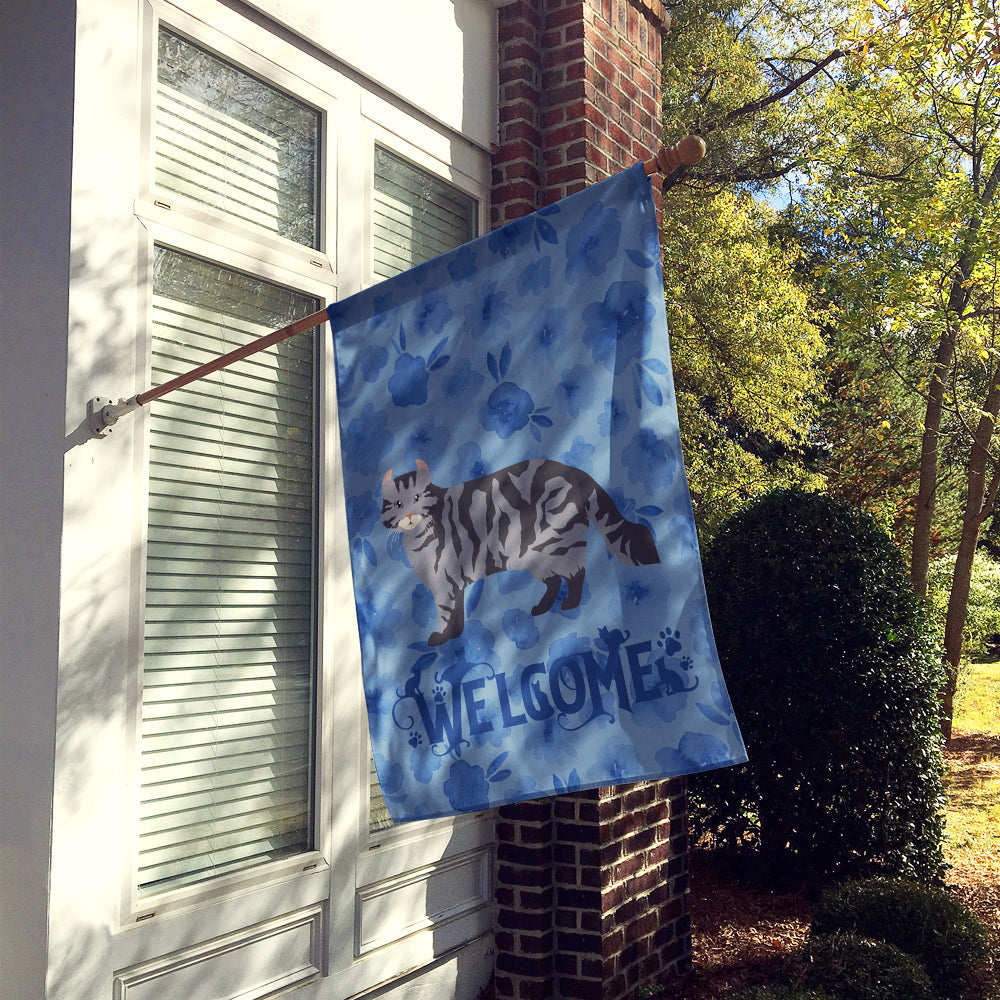 American Curl #1 Cat Welcome House Flag 28x40 Porch Sleeve Pole Decorative Outside Yard Banner Artwork Wall Hanging, Polyester