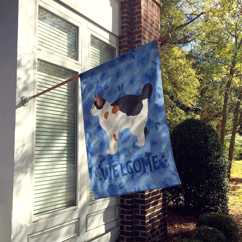 Manx #3 Cat Welcome House Flag 28x40 Porch Sleeve Pole Decorative Outside Yard Banner Artwork Wall Hanging, Polyester