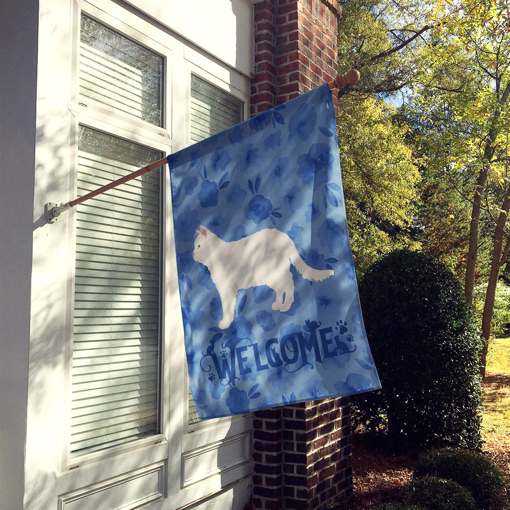 Poodle Cat #2 Cat Welcome House Flag 28x40 Porch Sleeve Pole Decorative Outside Yard Banner Artwork Wall Hanging, Polyester