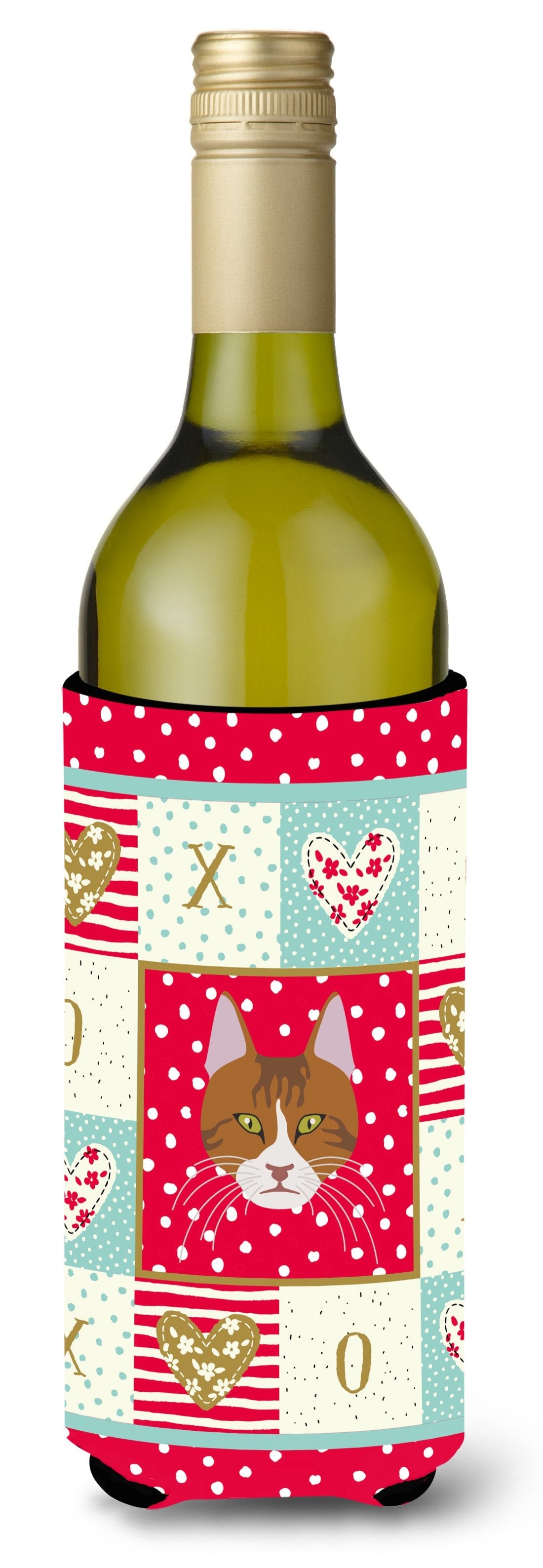 Aegean Cat Love Wine Bottle Hugger Gift Sleeve for Standard 750 ml Bottles, Insulated Reusable Also Fits Mini Shot & Pint Bottles