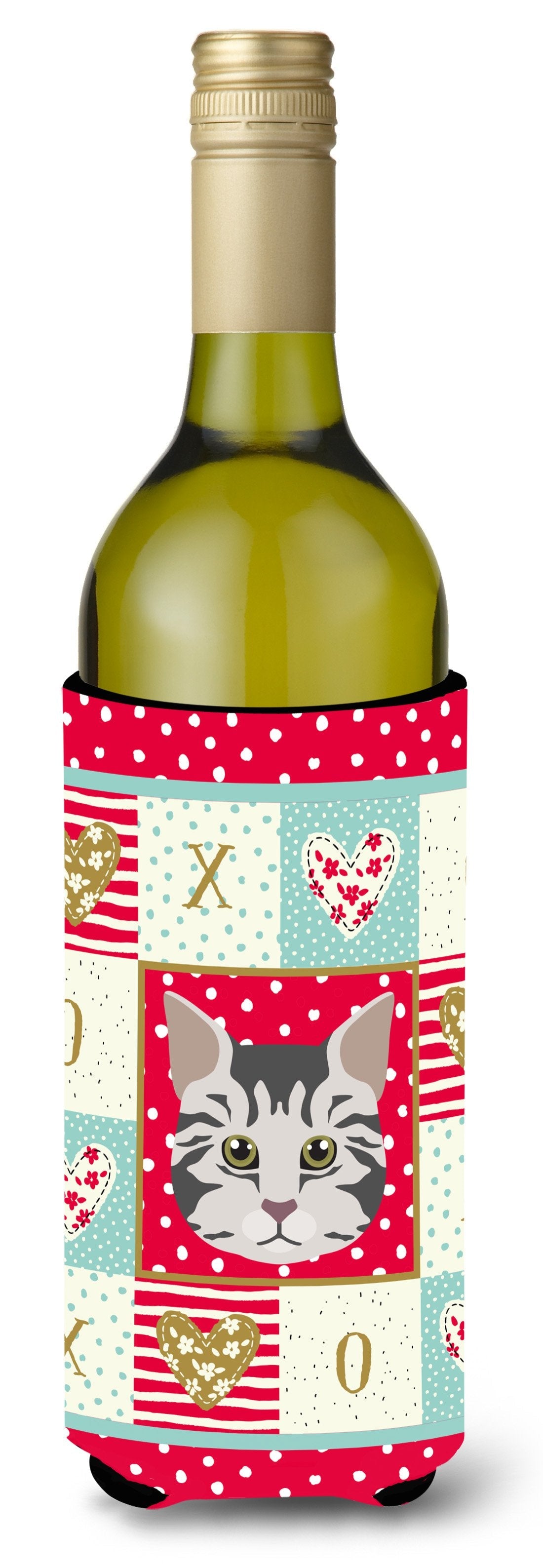 American Bobtail Cat Love Wine Bottle Hugger Gift Sleeve for Standard 750 ml Bottles, Insulated Reusable Also Fits Mini Shot & Pint Bottles