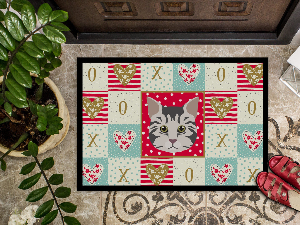 American Bobtail Cat Love Doormat Indoor Outdoor 18H X 27W Front Door Mat Rugs for Entryway, Non Slip Washable