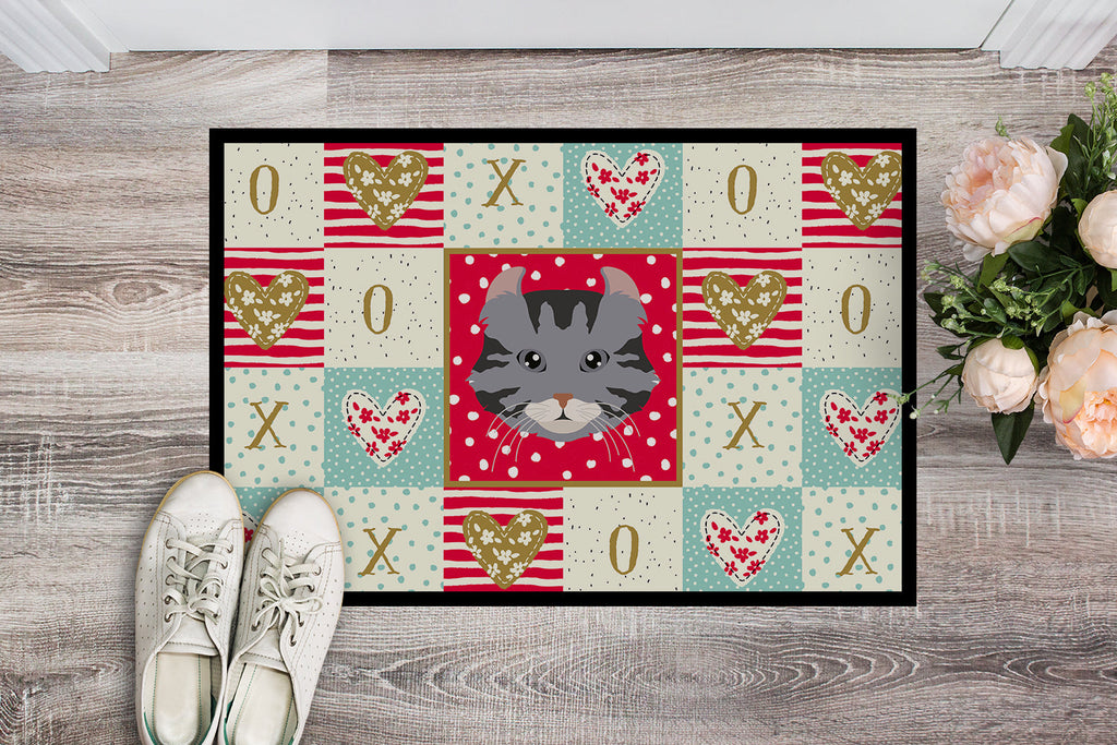 American Curl Cat Love Doormat Indoor Outdoor 24H X 36W Front Door Mat Rugs for Entryway, Non Slip Washable Low Pile,