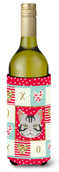 American Shorthair Cat Love Wine Bottle Hugger Gift Sleeve for Standard 750 ml Bottles, Insulated Reusable Also Fits Mini Shot & Pint Bottles