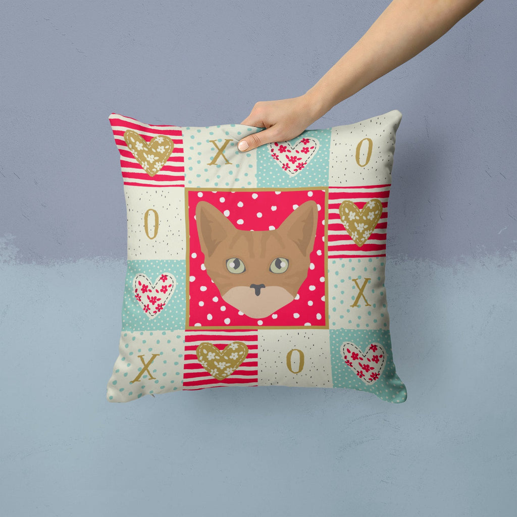 Australian Mist Cat Love Decorative Throw Pillow 14x14 Indoor Outdoor Accent Cushion, Fabric Cover with Insert for Sofa, Bed, Porch & Living Room