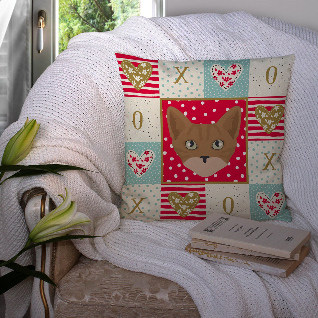 Australian Mist Cat Love Decorative Throw Pillow 14x14 Indoor Outdoor Accent Cushion, Fabric Cover with Insert for Sofa, Bed, Porch & Living Room