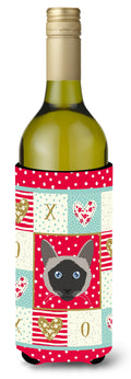 Balinese Cat Love Wine Bottle Hugger Gift Sleeve for Standard 750 ml Bottles, Insulated Reusable Also Fits Mini Shot & Pint Bottles