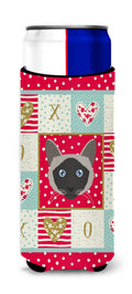 Balinese Cat Love Slim Can Hugger , Insulated Foam Hugger for 12 oz Slim Cans, Beer Bottles & Water Bottles, Printed in USA