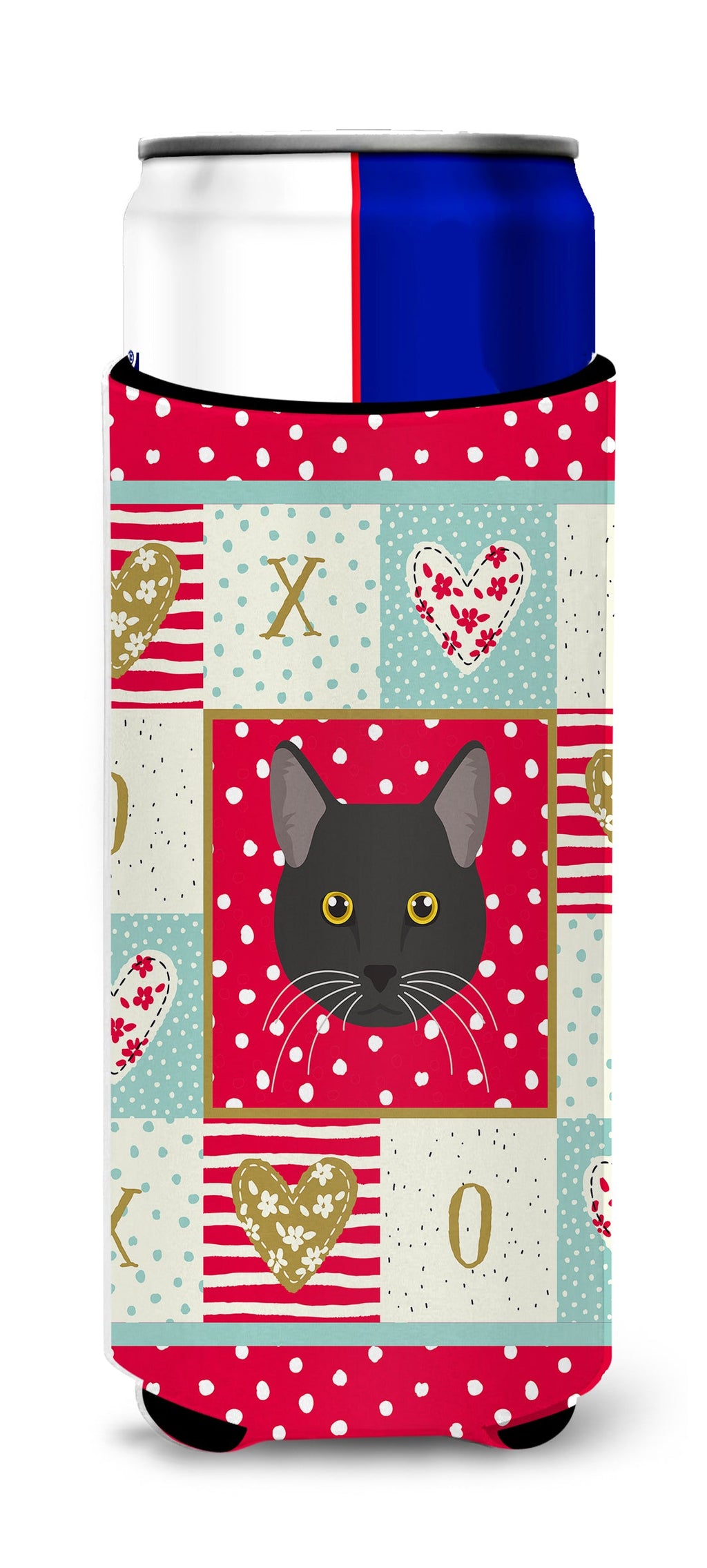 Bombay Cat Love Slim Can Hugger , Insulated Foam Hugger for 12 oz Slim Cans, Beer Bottles & Water Bottles, Printed in USA
