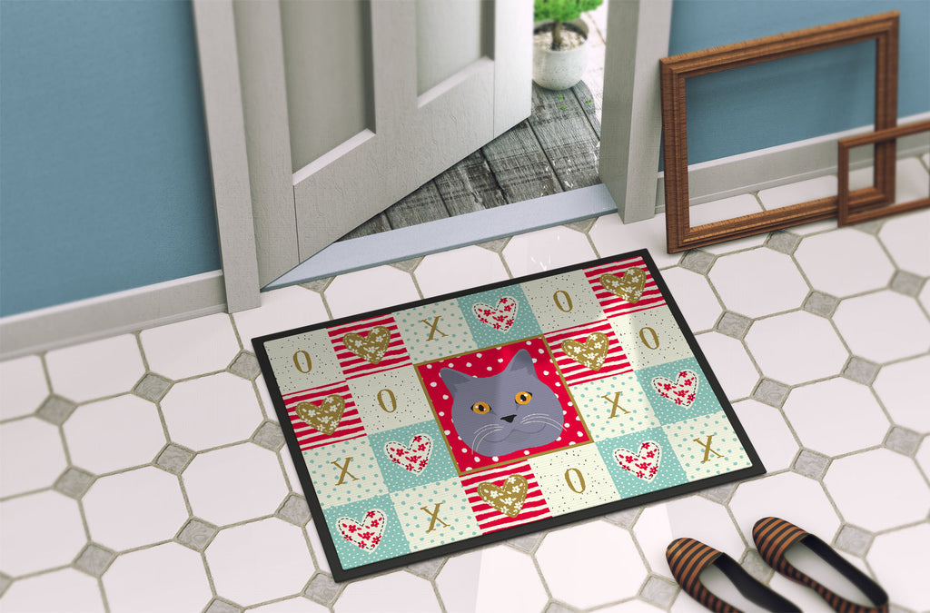 British Shorthair Cat Love Doormat Indoor Outdoor 24H X 36W Front Door Mat Rugs for Entryway, Non Slip Washable Low Pile,