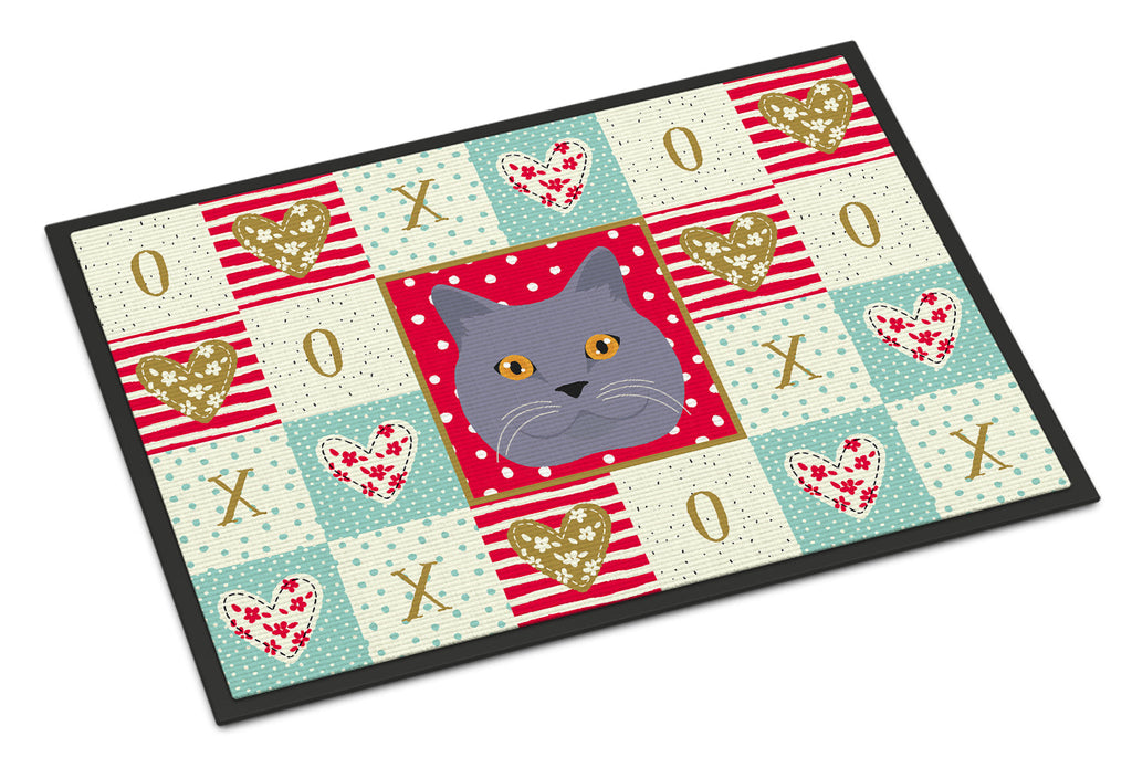 British Shorthair Cat Love Doormat Indoor Outdoor 18H X 27W Front Door Mat Rugs for Entryway, Non Slip Washable