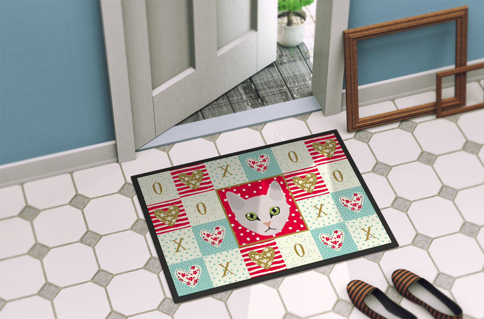 Burmilla Cat Love Doormat Indoor Outdoor 18H X 27W Front Door Mat Rugs for Entryway, Non Slip Washable
