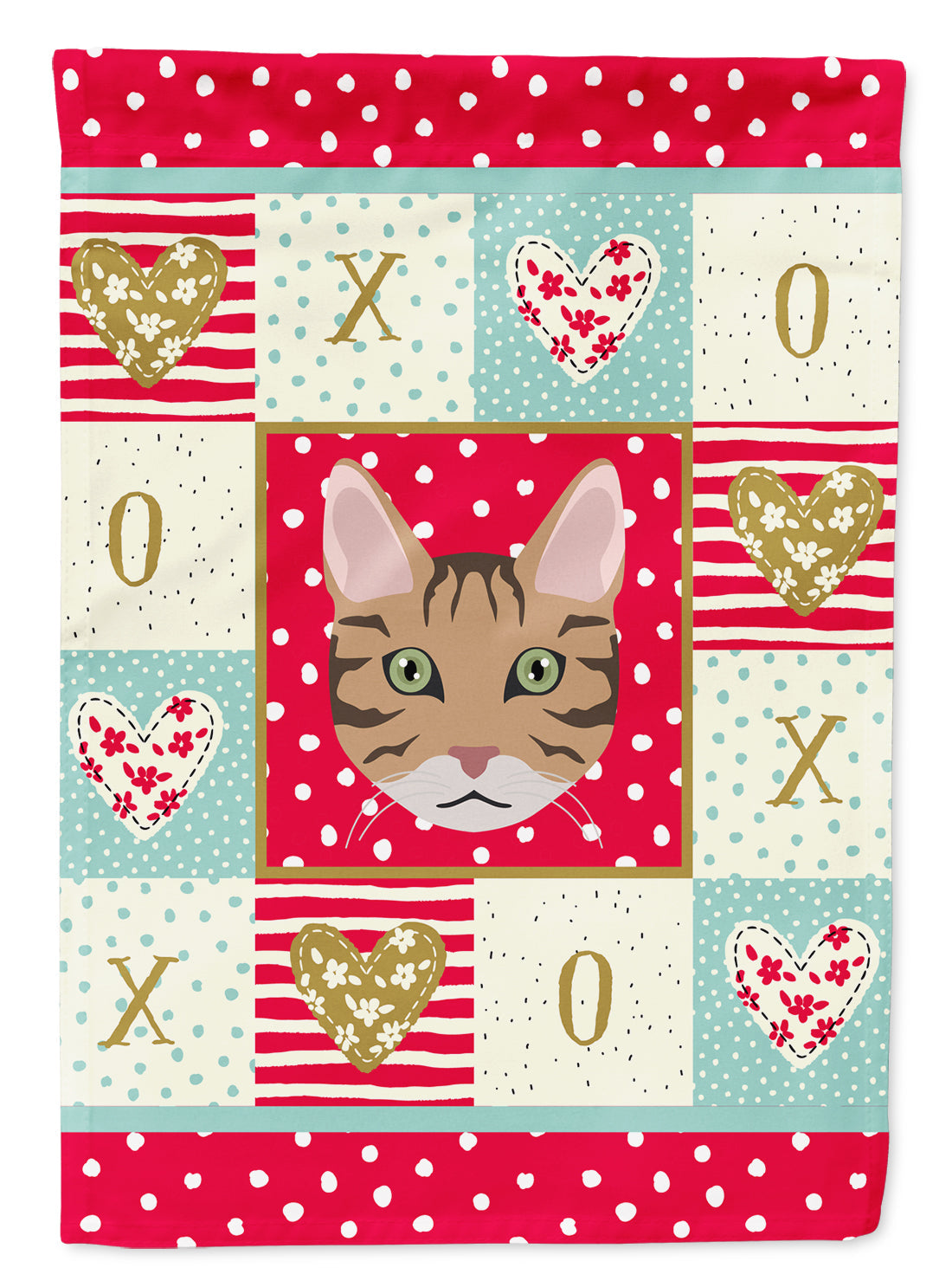 California Spangled Cat Love House Flag 28x40 Porch Sleeve Pole Decorative Outside Yard Banner Artwork Wall Hanging, Polyester