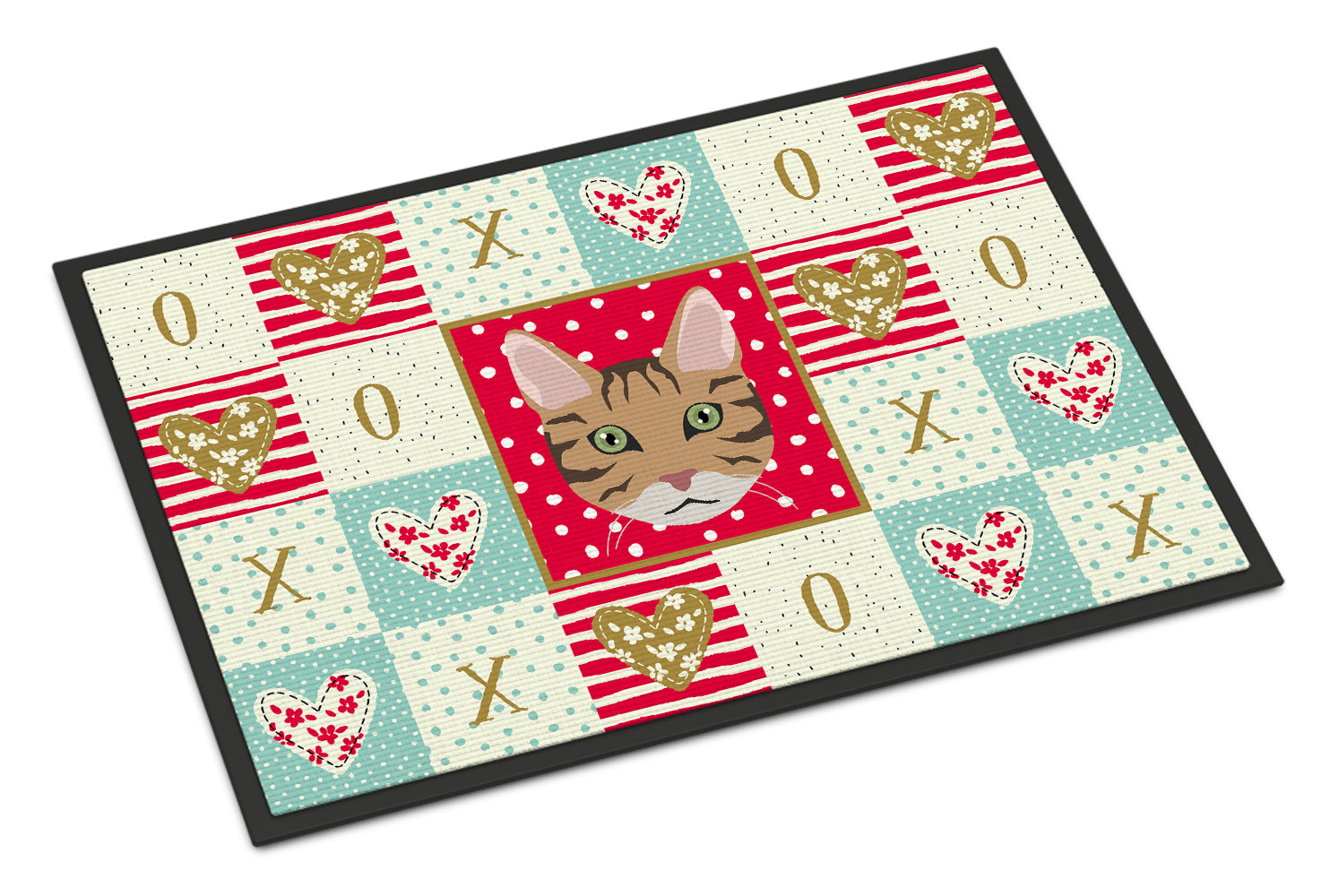 California Spangled Cat Love Doormat Indoor Outdoor 24H X 36W Front Door Mat Rugs for Entryway, Non Slip Washable Low Pile,