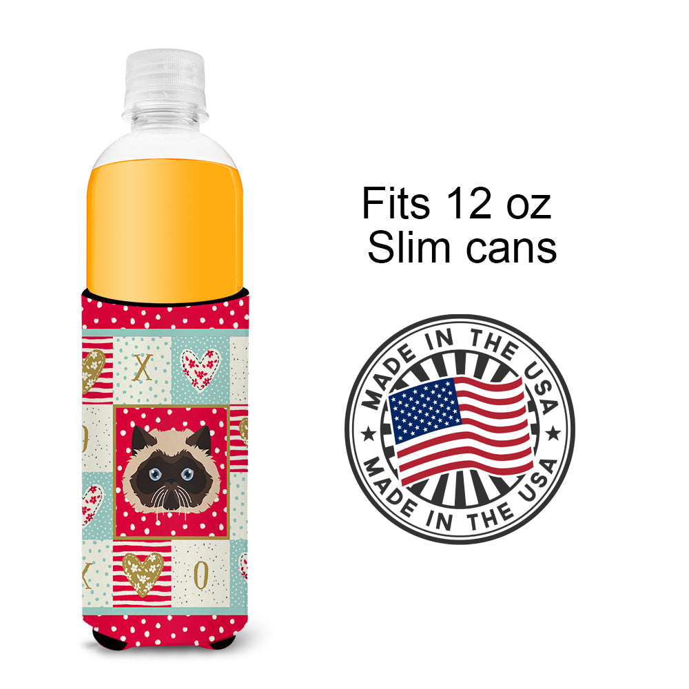 Colorpoint Persian Hymalayan Cat Love Slim Can Hugger , Insulated Foam Hugger for 12 oz Slim Cans, Beer Bottles & Water Bottles, Printed in USA