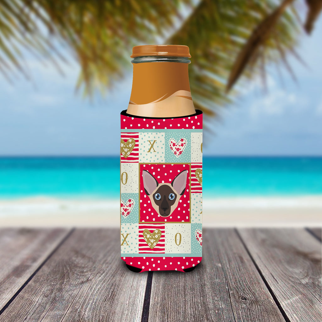 Colorpoint Shorthair Cat Love Slim Can Hugger , Insulated Foam Hugger for 12 oz Slim Cans, Beer Bottles & Water Bottles, Printed in USA