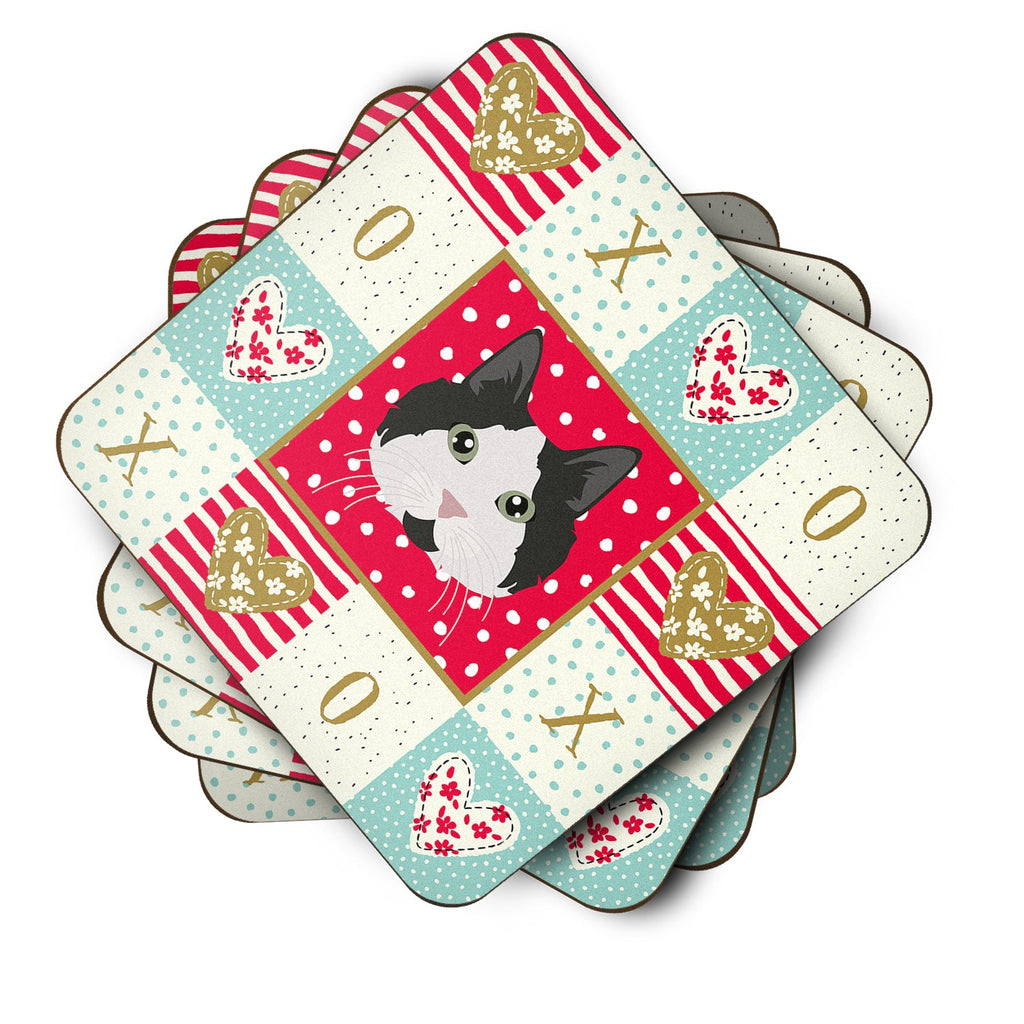 Cymric Cat Love Foam Coasters Set of 4 Cup Coasters for Indoor Outdoor, Tabletop Protection, Anti Slip, Mouse pad Material