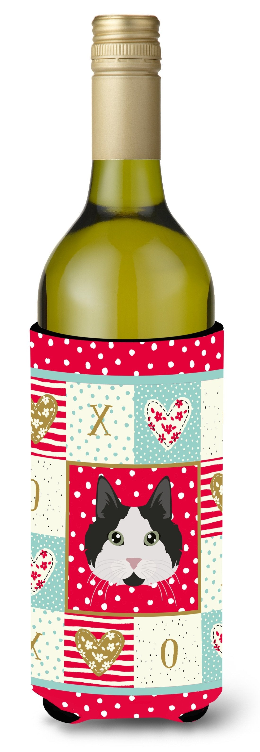 Cymric Cat Love Wine Bottle Hugger Gift Sleeve for Standard 750 ml Bottles, Insulated Reusable Also Fits Mini Shot & Pint Bottles