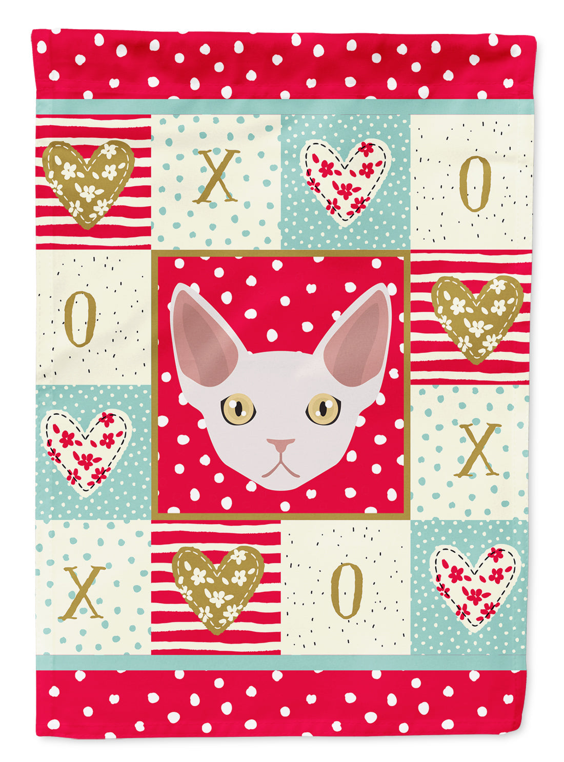 Devon Rex Cat Love House Flag 28x40 Porch Sleeve Pole Decorative Outside Yard Banner Artwork Wall Hanging, Polyester