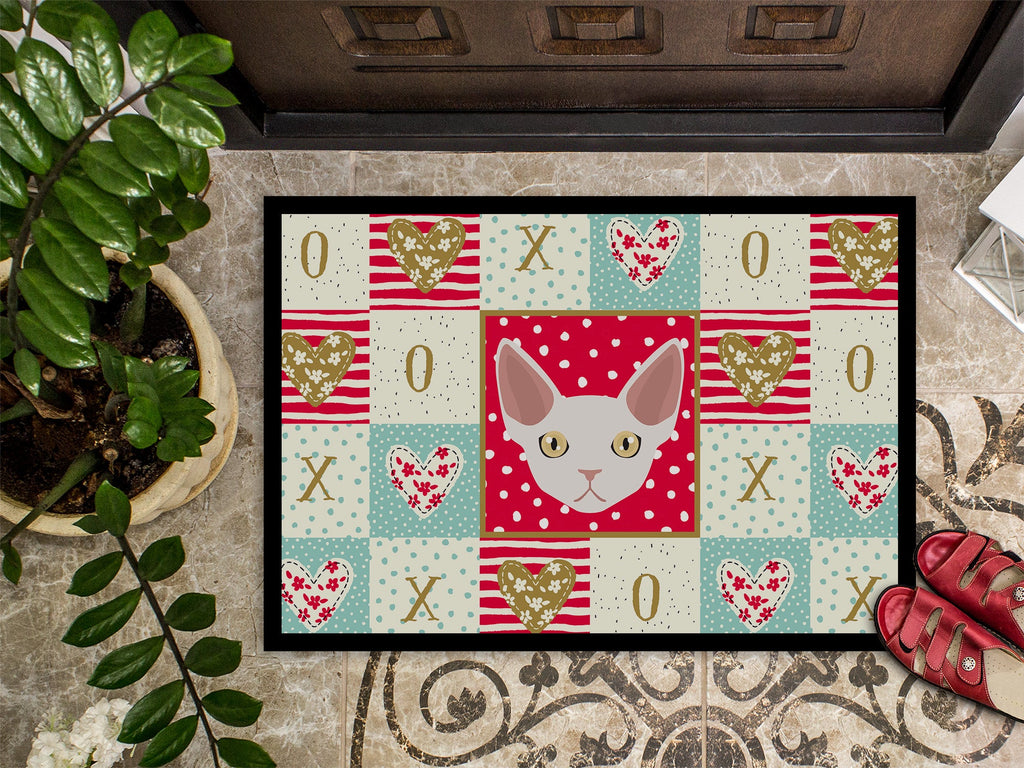 Devon Rex Cat Love Doormat Indoor Outdoor 24H X 36W Front Door Mat Rugs for Entryway, Non Slip Washable Low Pile,