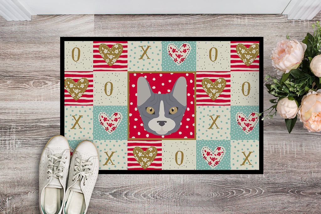 Don Sphynx Cat Love Doormat Indoor Outdoor 24H X 36W Front Door Mat Rugs for Entryway, Non Slip Washable Low Pile,