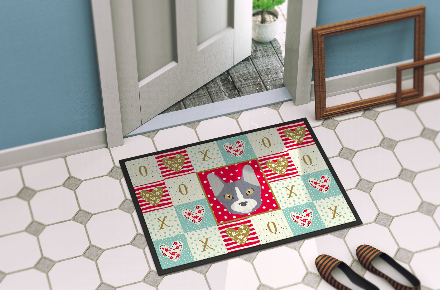 Don Sphynx Cat Love Doormat Indoor Outdoor 24H X 36W Front Door Mat Rugs for Entryway, Non Slip Washable Low Pile,
