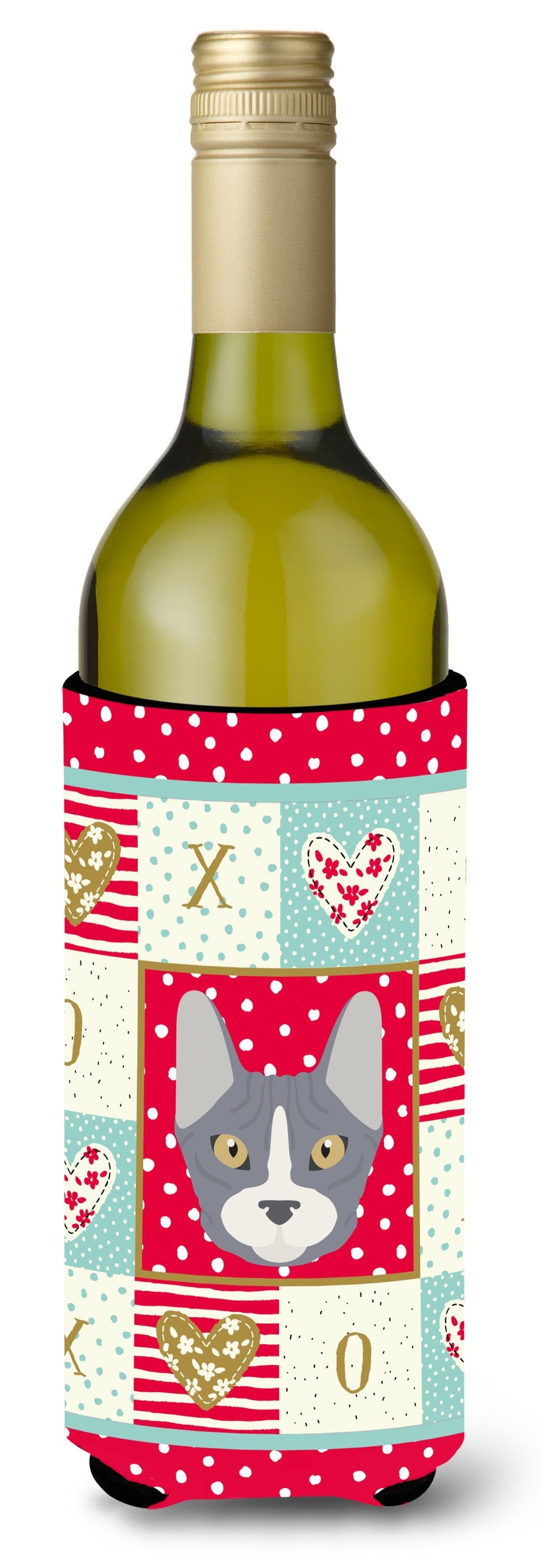 Don Sphynx Cat Love Wine Bottle Hugger Gift Sleeve for Standard 750 ml Bottles, Insulated Reusable Also Fits Mini Shot & Pint Bottles
