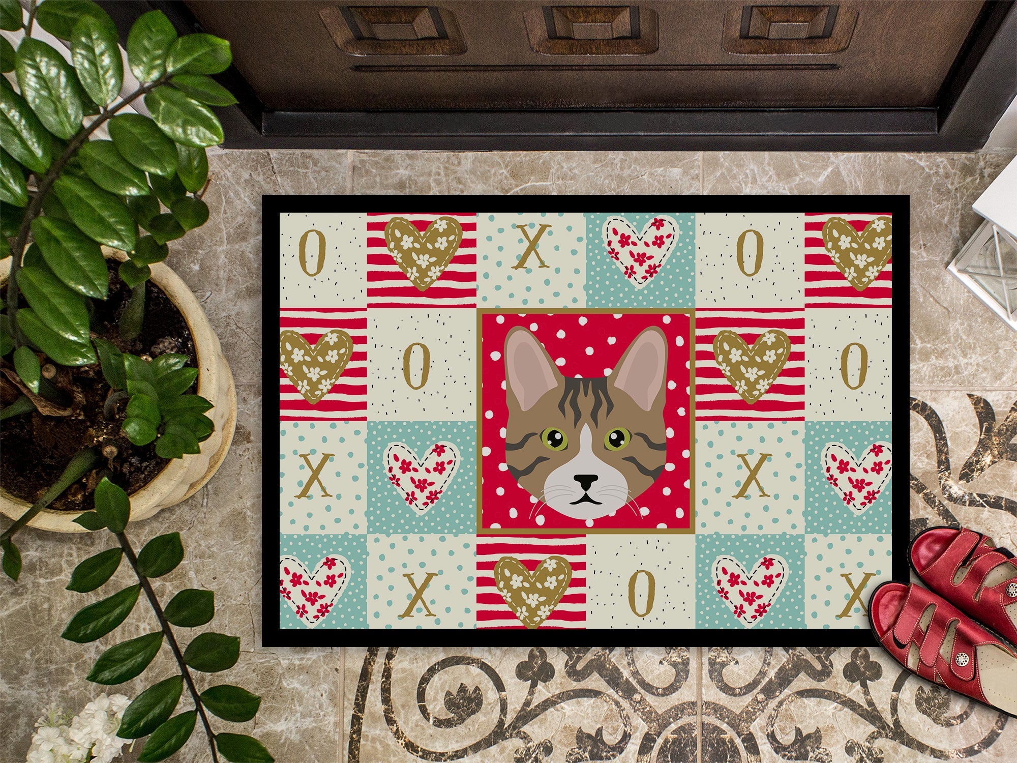 Dragon Li Cat Love Doormat Indoor Outdoor 18H X 27W Front Door Mat Rugs for Entryway, Non Slip Washable