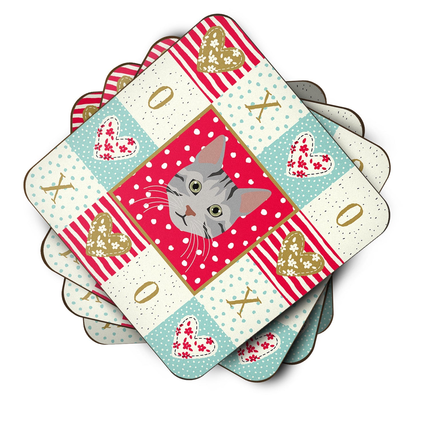 Egyptian Mau Cat Love Foam Coasters Set of 4 Cup Coasters for Indoor Outdoor, Tabletop Protection, Anti Slip, Mouse pad Material