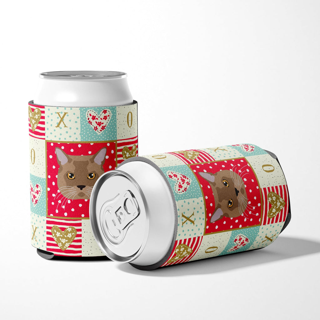 European Burmese Cat Love Can or Bottle Hugger Cooler Sleeve for Standard 12 oz Cans, Insulated Foam Beer & Soda Can Hugger Reusable