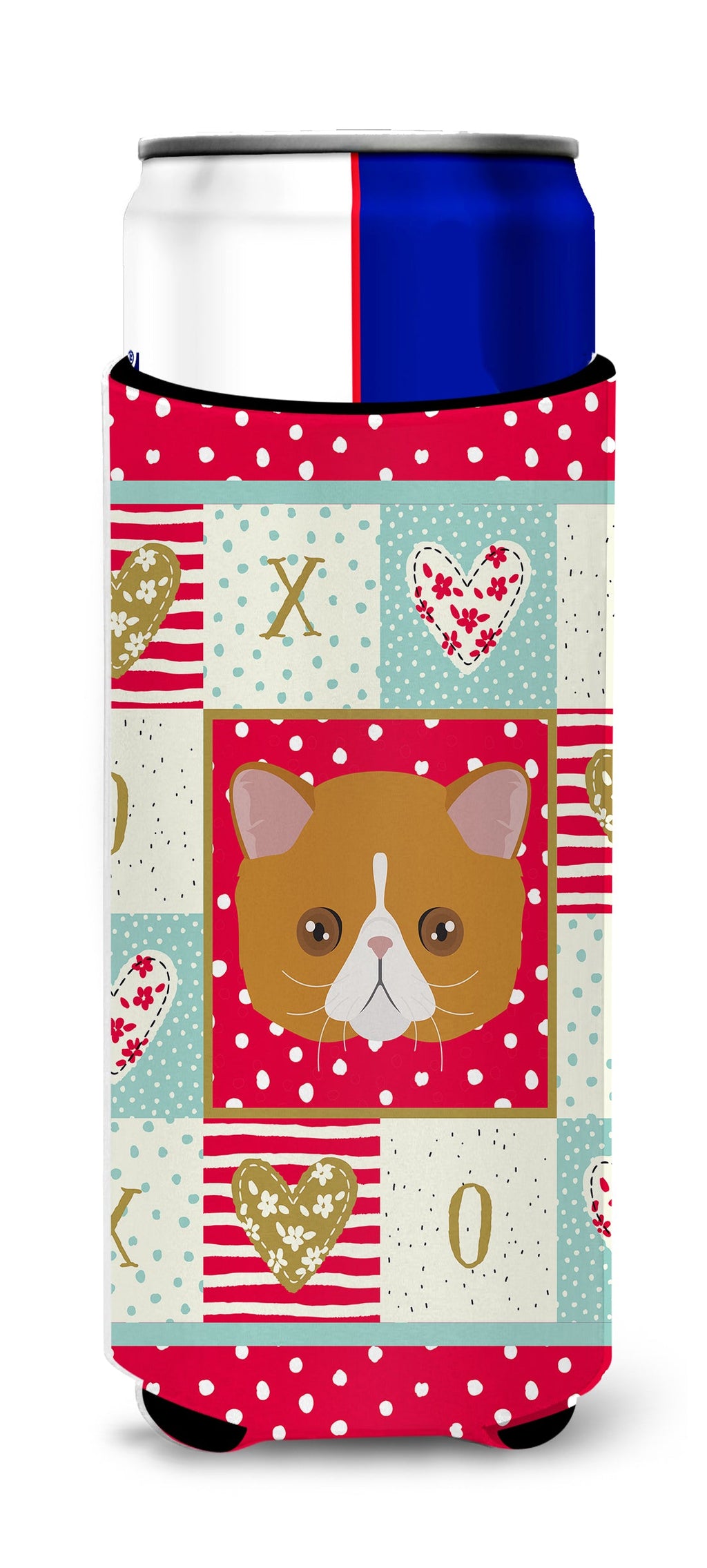 Exotic Shorthair Cat Love Slim Can Hugger , Insulated Foam Hugger for 12 oz Slim Cans, Beer Bottles & Water Bottles, Printed in USA