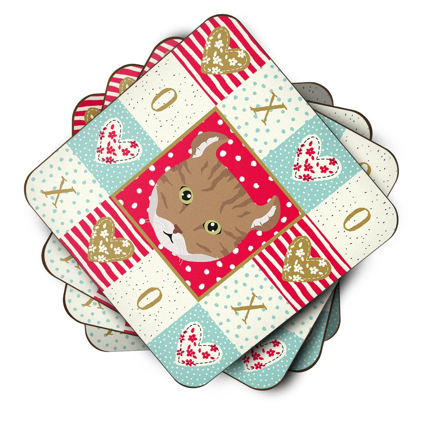 Highlander Lynx Cat Love Foam Coasters Set of 4 Cup Coasters for Indoor Outdoor, Tabletop Protection, Anti Slip, Mouse pad Material