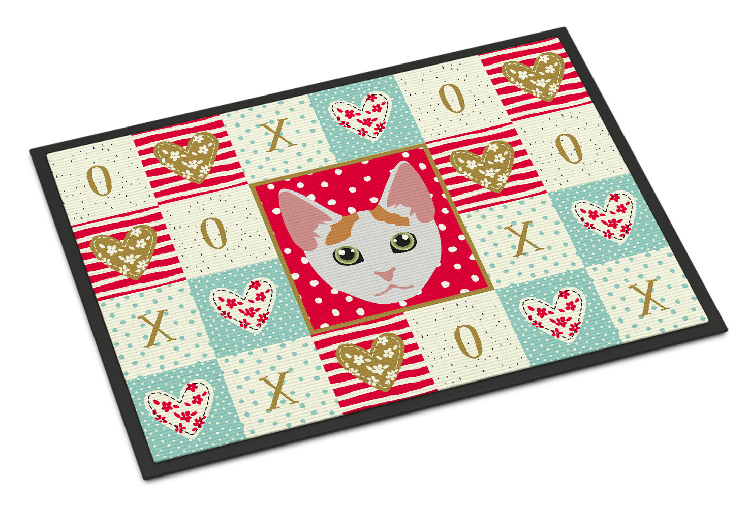 Japanese Bobtail Cat Love Doormat Indoor Outdoor 24H X 36W Front Door Mat Rugs for Entryway, Non Slip Washable Low Pile,