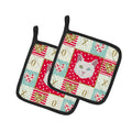 Khao Manee Cat Love Pot Holder Set of 2 Heat Resistant Quilted Hot Pads 7.5 x 7.5 Inch, Insulated Kitchen Trivets for Cooking & Baking