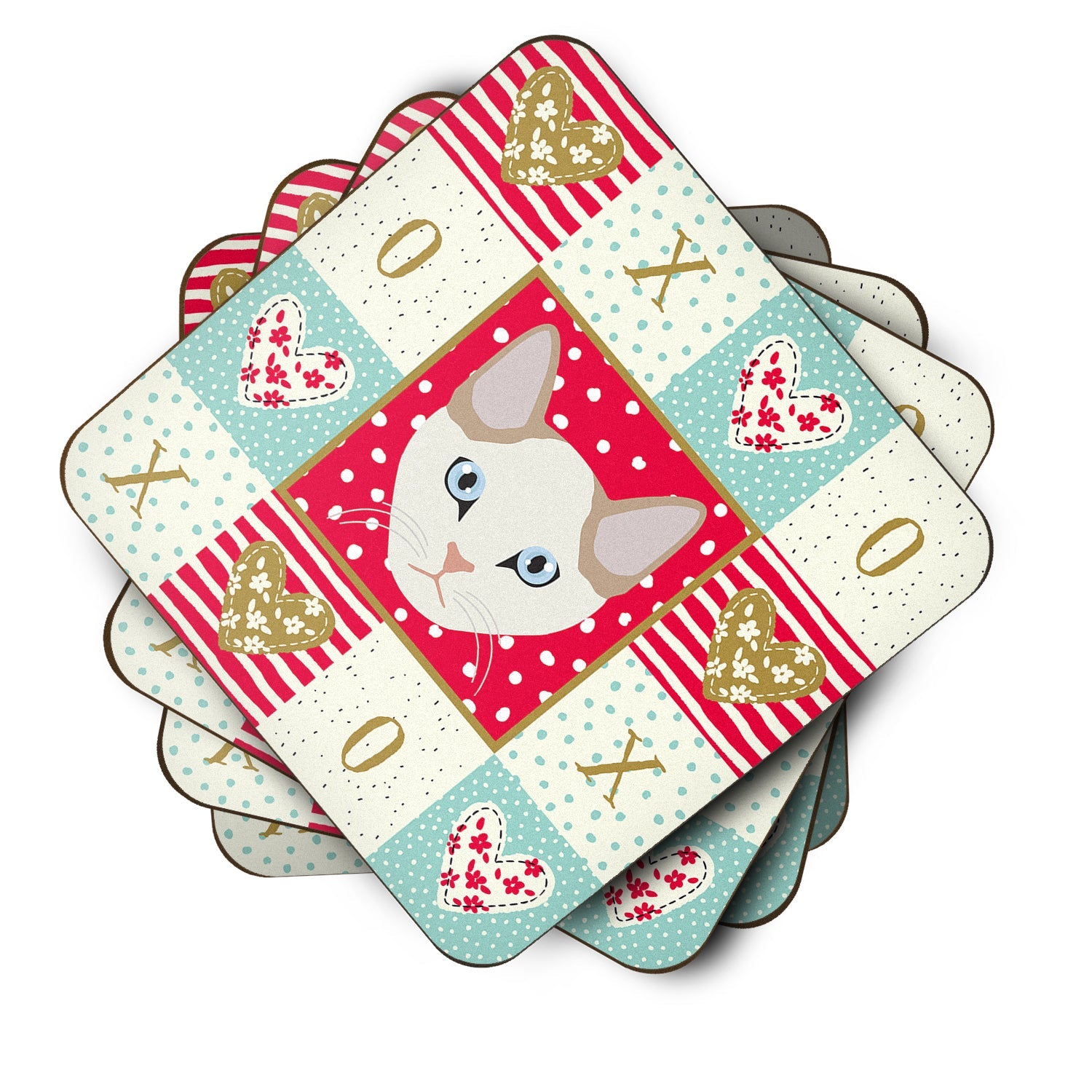 Korean Bobtail Cat Love Foam Coasters Set of 4 Cup Coasters for Indoor Outdoor, Tabletop Protection, Anti Slip, Mouse pad Material