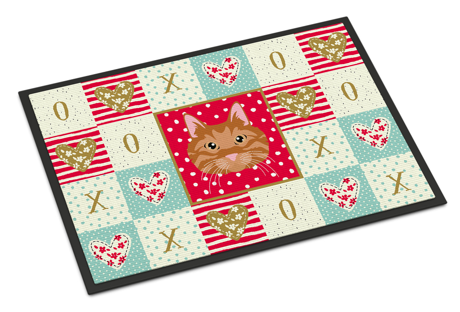 Kurilian Bobtail Cat Love Doormat Indoor Outdoor 18H X 27W Front Door Mat Rugs for Entryway, Non Slip Washable