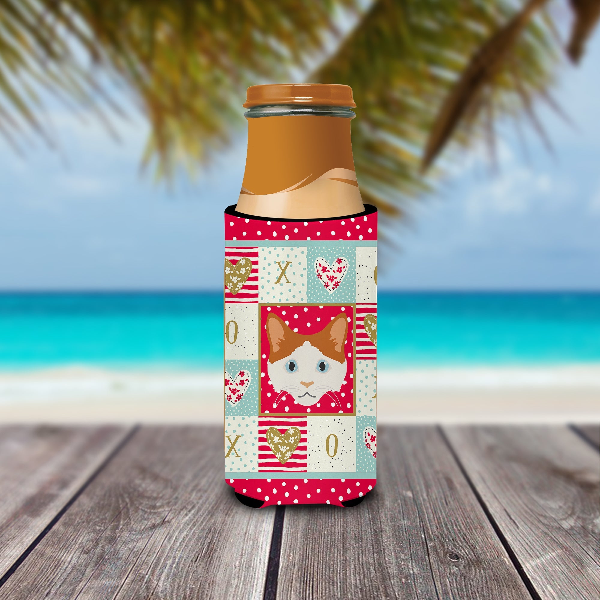 La Perm Cat Love Slim Can Hugger , Insulated Foam Hugger for 12 oz Slim Cans, Beer Bottles & Water Bottles, Printed in USA