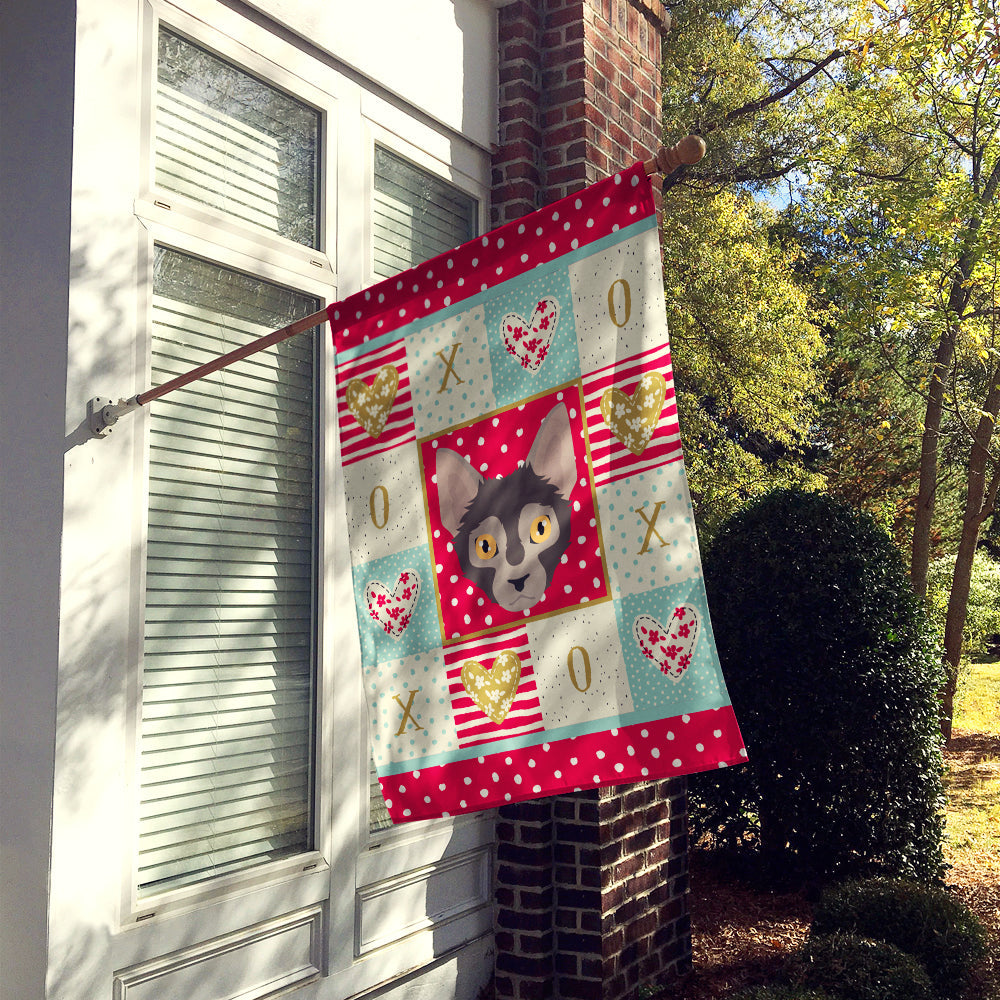 Lykoi Cat Love House Flag 28x40 Porch Sleeve Pole Decorative Outside Yard Banner Artwork Wall Hanging, Polyester