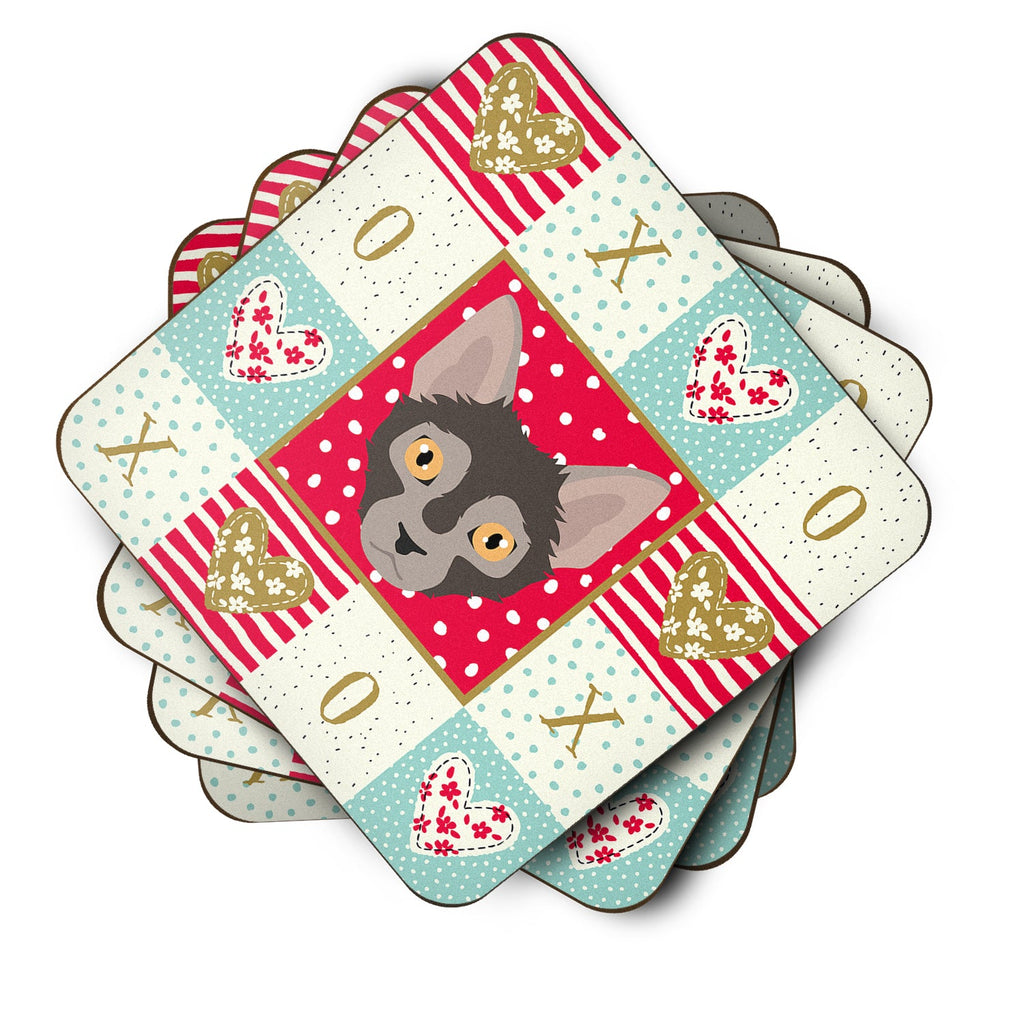 Lykoi Cat Love Foam Coasters Set of 4 Cup Coasters for Indoor Outdoor, Tabletop Protection, Anti Slip, Mouse pad Material