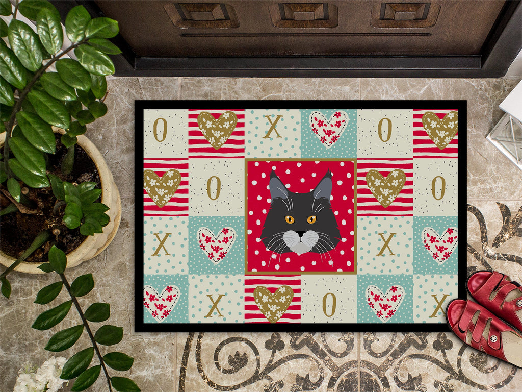 Maine Coon Cat Love Doormat Indoor Outdoor 24H X 36W Front Door Mat Rugs for Entryway, Non Slip Washable Low Pile,