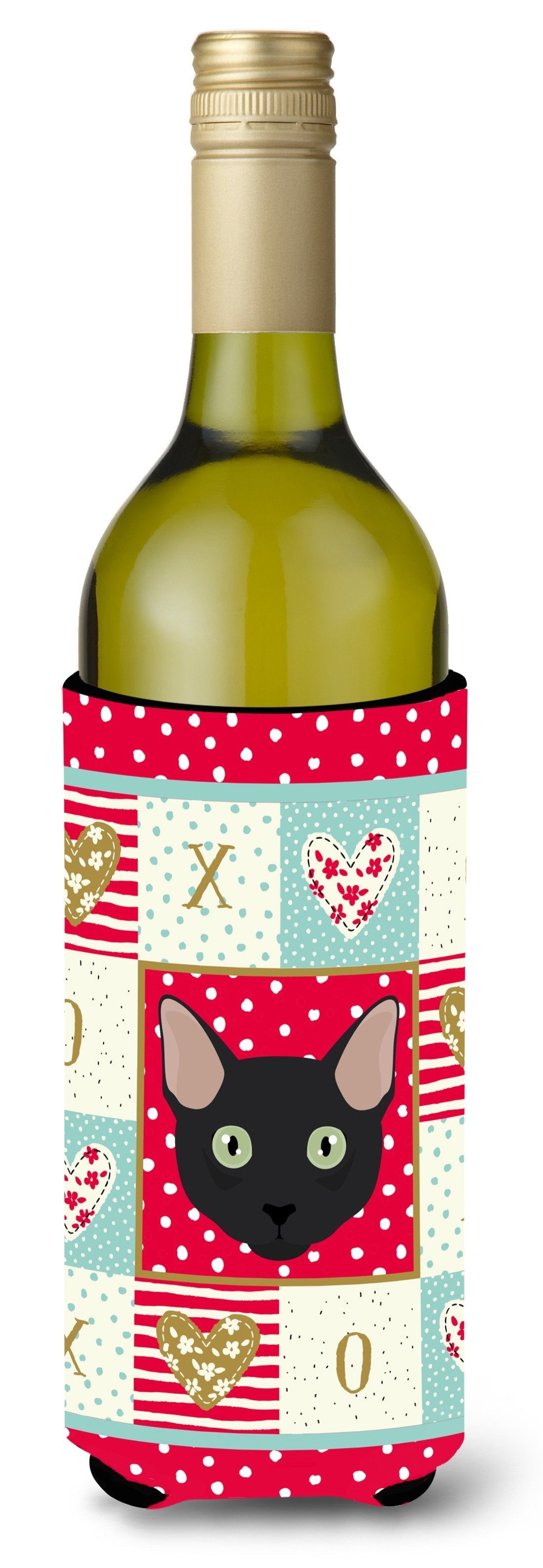 Mandalay Cat Love Wine Bottle Hugger Gift Sleeve for Standard 750 ml Bottles, Insulated Reusable Also Fits Mini Shot & Pint Bottles