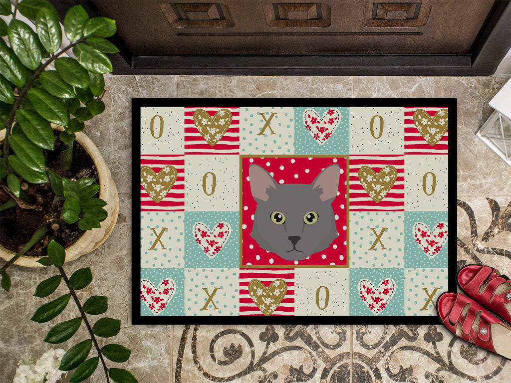 Nebelung Cat Love Doormat Indoor Outdoor 18H X 27W Front Door Mat Rugs for Entryway, Non Slip Washable