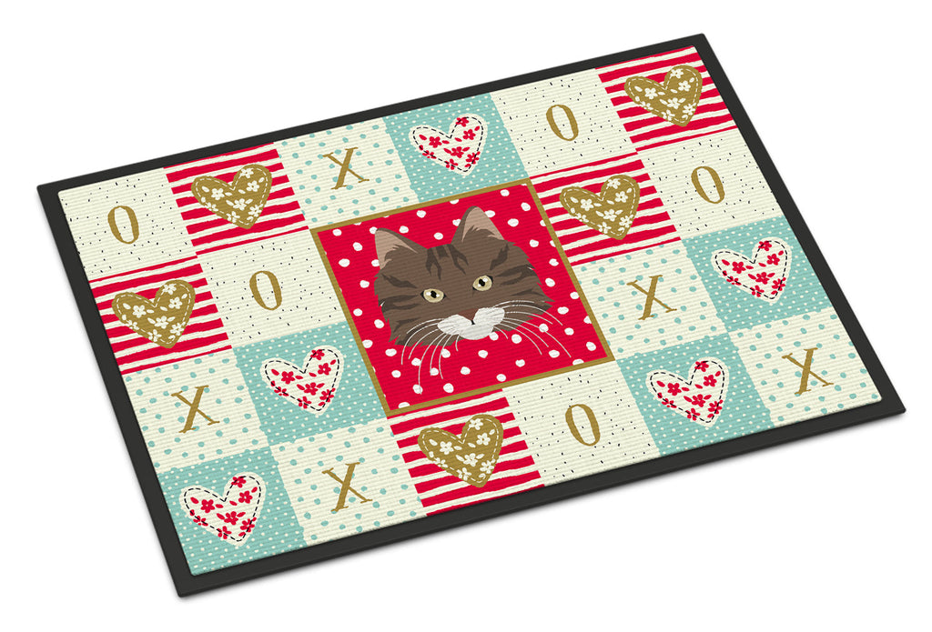 Norwegian Forest Cat Love Doormat Indoor Outdoor 24H X 36W Front Door Mat Rugs for Entryway, Non Slip Washable Low Pile,