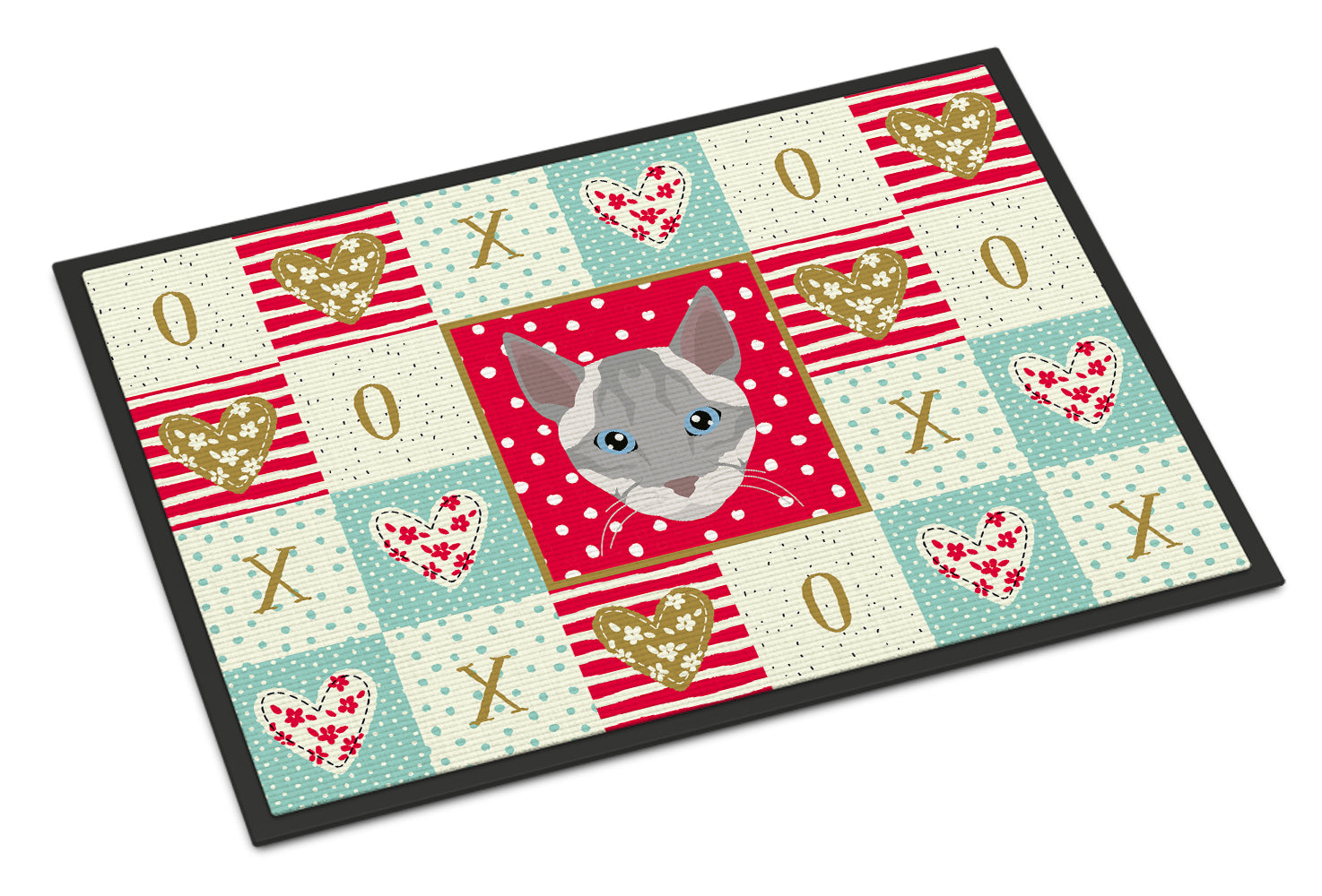 Ojos Azules Cat Love Doormat Indoor Outdoor 24H X 36W Front Door Mat Rugs for Entryway, Non Slip Washable Low Pile,